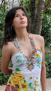 One-of-a-Kind Sustainable Butterfly & Floral Halter Gown